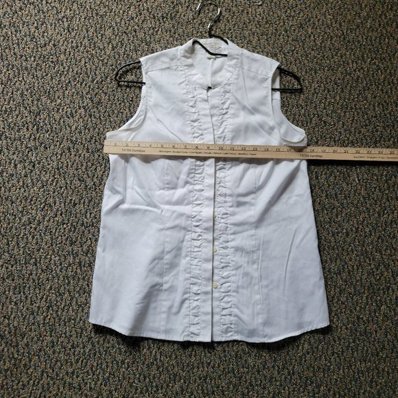 Coldwater Creek White No Iron Pleated Short Sleeve Blouse Size Small - Picture 5 of 9